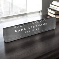 Professional Elegant Metallic Black Desk Desk Name Plate