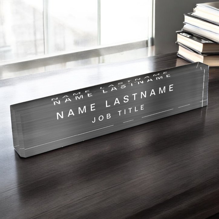 Professional Elegant Metallic Black Desk Desk Name Plate