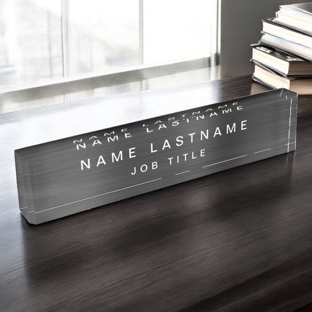 Professional Elegant Metallic Black Desk Name Plate (Creator Uploaded)
