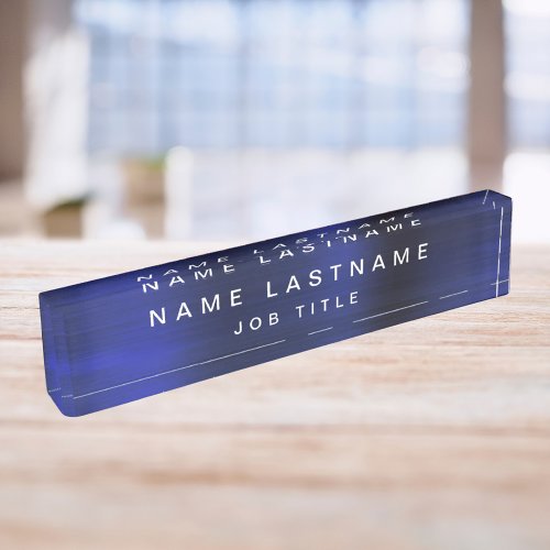 Professional Elegant Metallic Navy Blue Desk Desk Name Plate