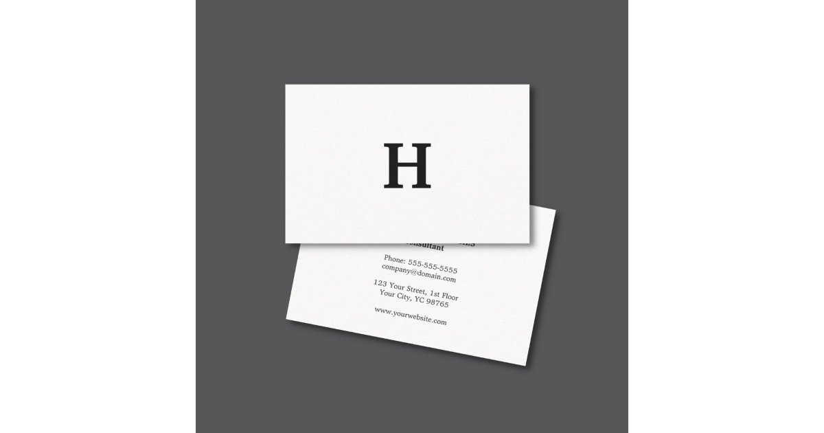 Professional Elegant Minimal White Black Monogram Business Card | Zazzle