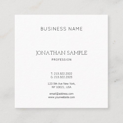 Professional Elegant Minimalist Design Modern Square Business Card