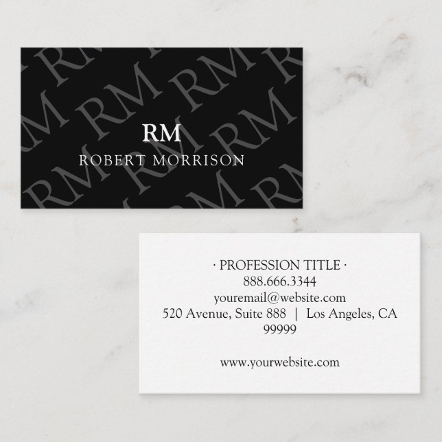 Professional Elegant Minimalist Modern Monogram Business Card (Front/Back)