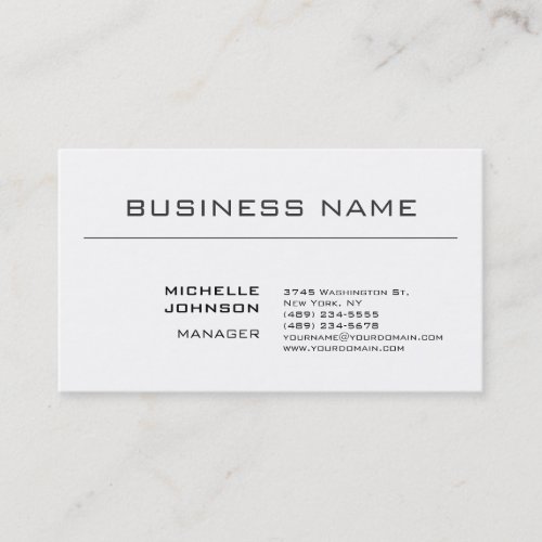 Professional Elegant Minimalist Plain Black White Business Card