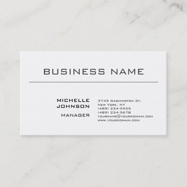 Professional Elegant Minimalist Plain Black White Business Card (Front)