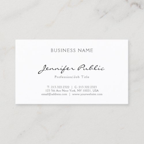 Professional Elegant Minimalist Simple Plain Business Card