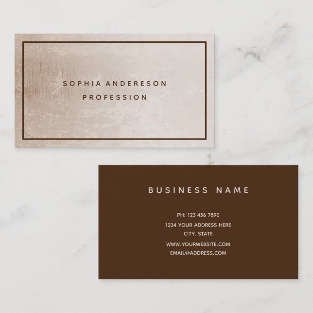 Professional Elegant Modern Beige Brown Business C Card (Front/Back)