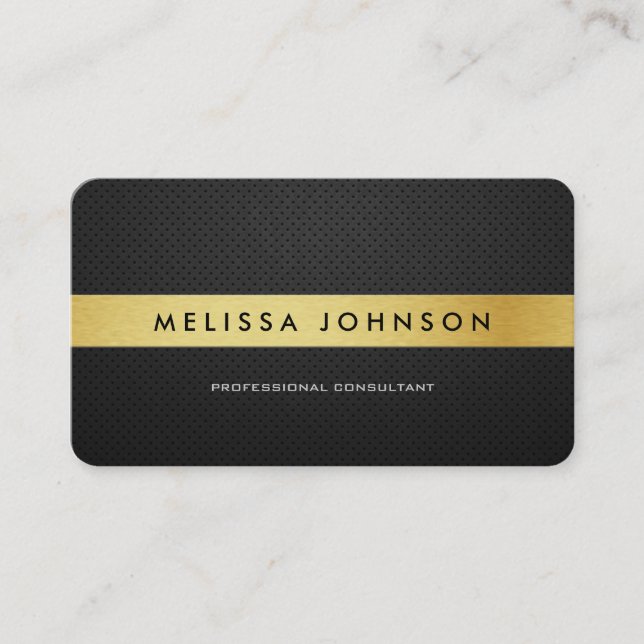 Professional Elegant Modern Black and Gold Business Card (Front)