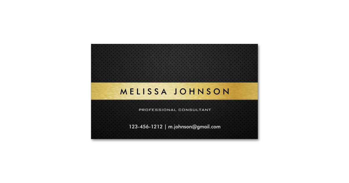 Professional Elegant Modern Black and Gold Magnetic Business Card | Zazzle