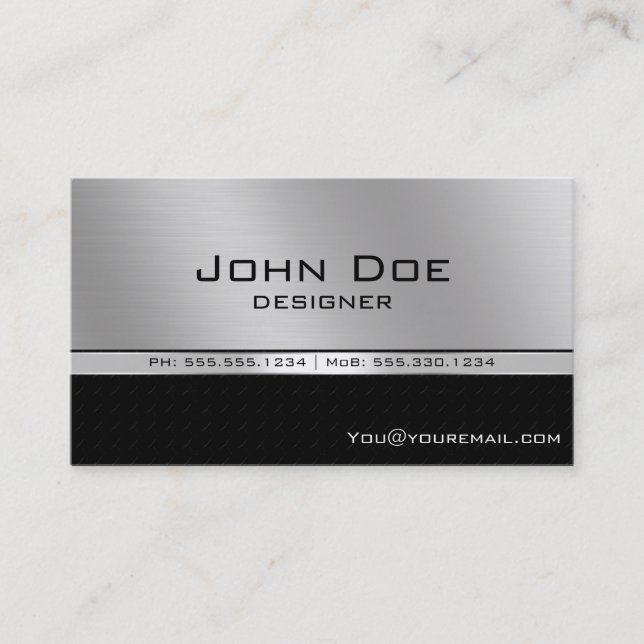 Professional Elegant Modern Black and Silver Business Card (Front)
