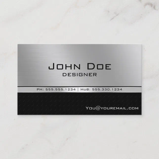 Professional Elegant Modern Black and Silver Business Card | Zazzle