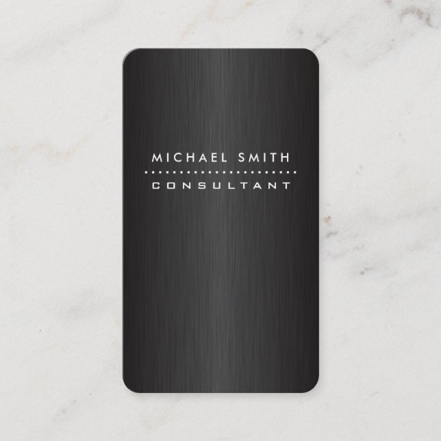 Professional Elegant Modern Black  Brushed Metal Business Card (Front)