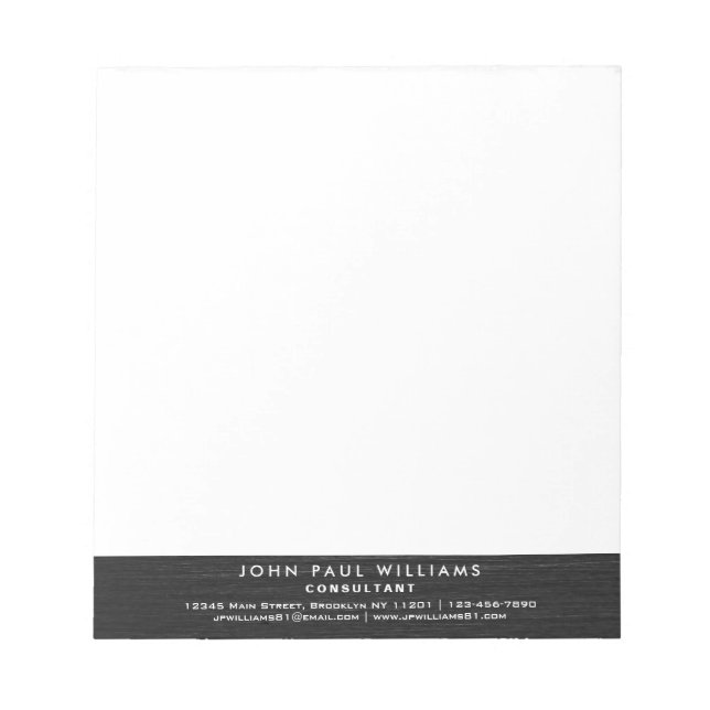 Professional Elegant Modern Black Brushed Metal Notepad (Front)