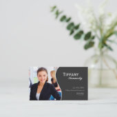 Professional Elegant Modern Black Business Card (Standing Front)