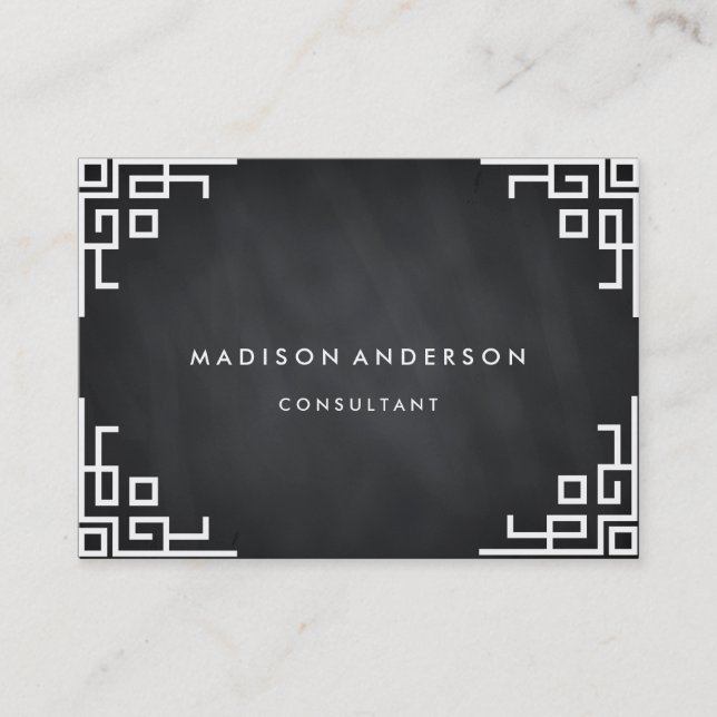 Professional Elegant Modern Black Chalk Board Busi Business Card (Front)