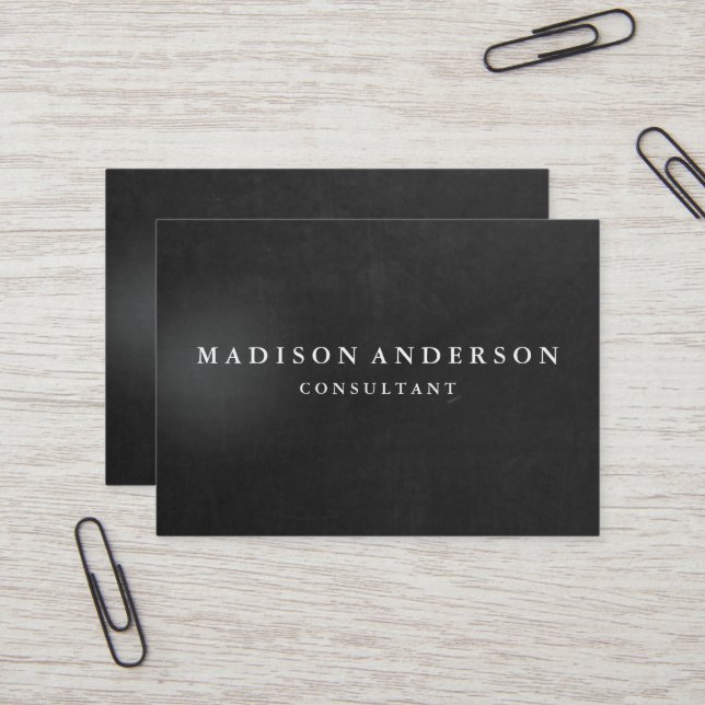 Professional Elegant Modern Black Chalk Board Business Card (Front/Back In Situ)