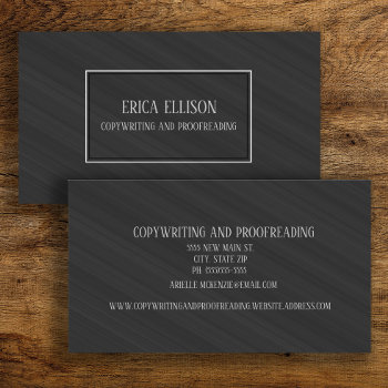 Professional Elegant Modern Black Copywriting Business Card by ALittleSticky at Zazzle