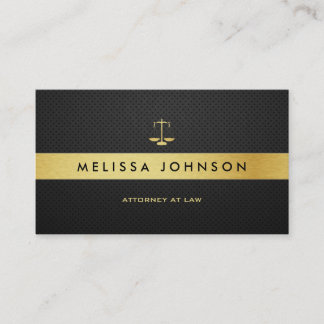 Professional Elegant Modern Black & Gold Attorney Business Card
