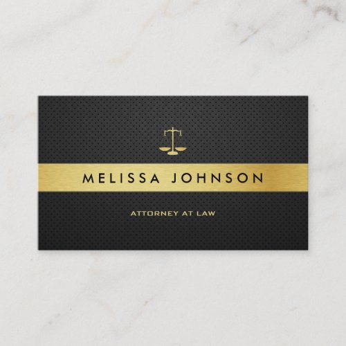 Professional Elegant Modern Black &amp; Gold Attorney Business Card