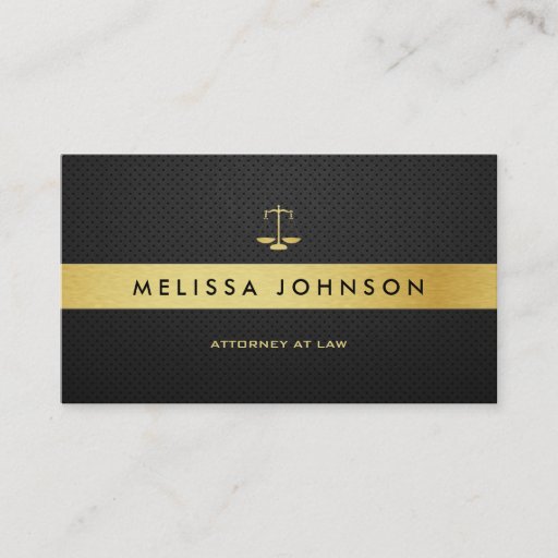 Customizable Professional Elegant Modern Black & Gold Attorney Business Card