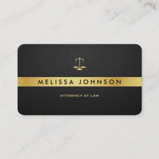 Professional Elegant Modern Black & Gold Attorney Business Card