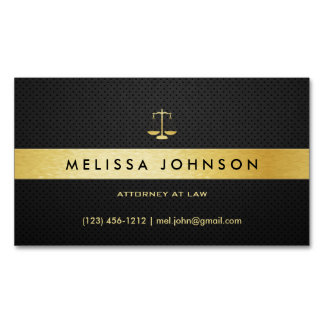 Professional Elegant Modern Black & Gold Attorney Magnetic Business Card