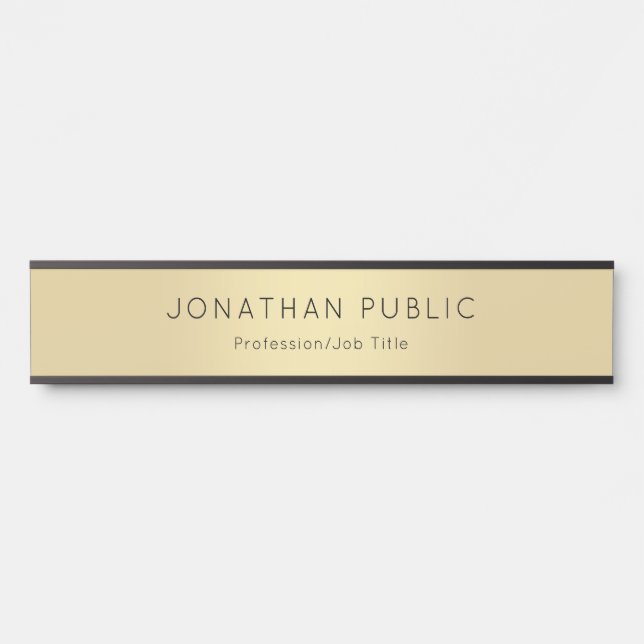 Professional Elegant Modern Black Gold Template Door Sign (Front)