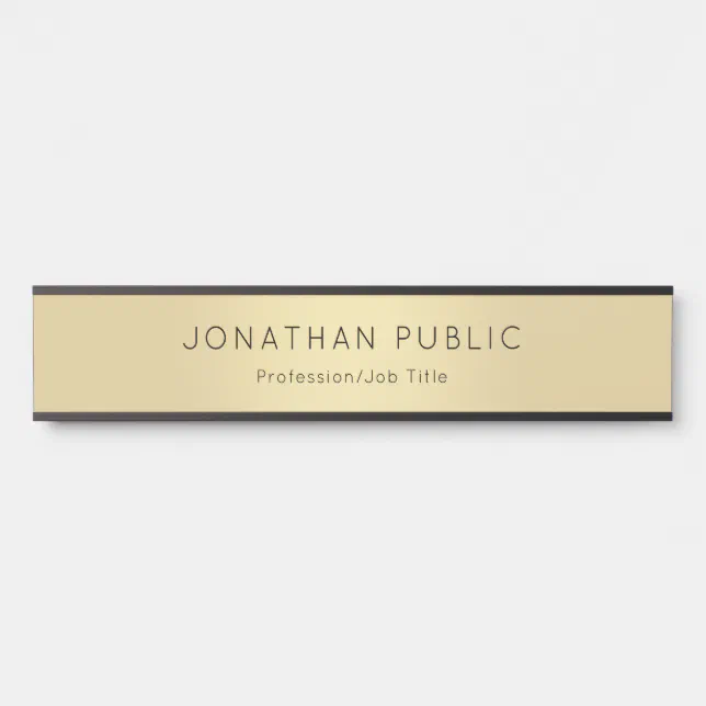 Professional Elegant Modern Black Gold Template Door Sign | Zazzle