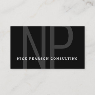 Professional Elegant Modern Black Monogram Initial Business Card