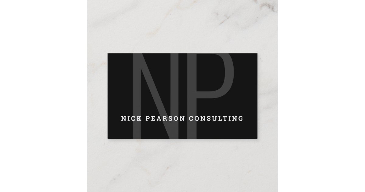 Professional Elegant Modern Black Monogram Initial Business Card | Zazzle