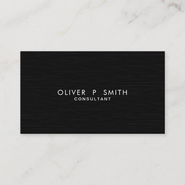 Professional Elegant Modern Black Plain Faux Metal Business Card (Front)