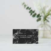 Professional Elegant Modern Black Plain Marble Business Card (Standing Front)