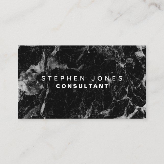 Professional Elegant Modern Black Plain Marble Business Card (Front)
