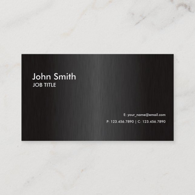 Professional Elegant Modern Black Plain Metal Business Card (Front)