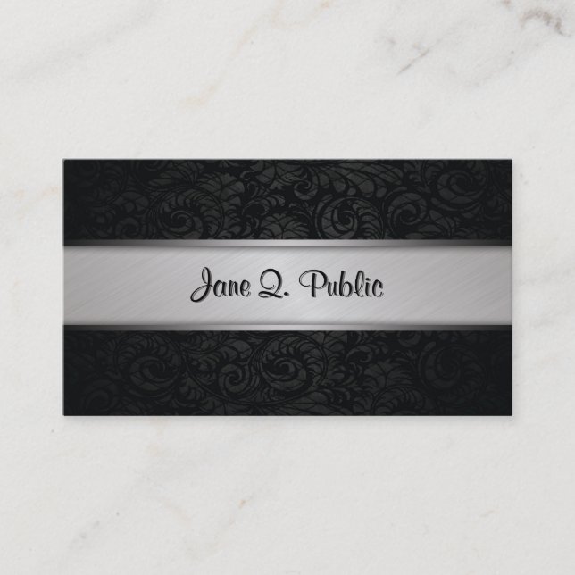 Professional Elegant Modern Black Plain Simple Business Card (Front)