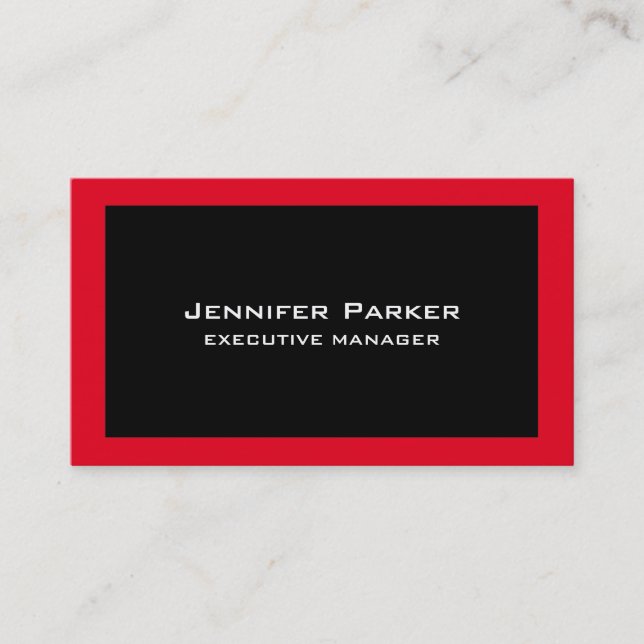 Professional Elegant Modern Black Red Stylish Business Card (Front)