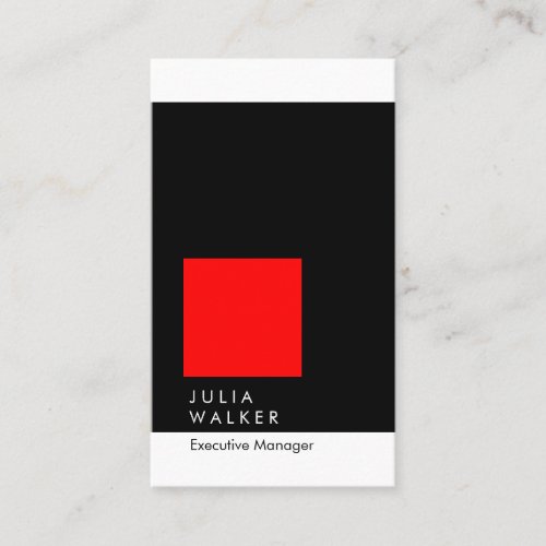 Professional elegant modern black red white plain business card