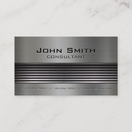 Professional Elegant Modern Black Silver Metal Business Card