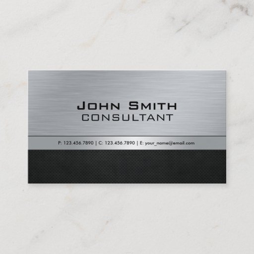 Customizable Professional Elegant Modern Black Silver Metal Business Card Template
