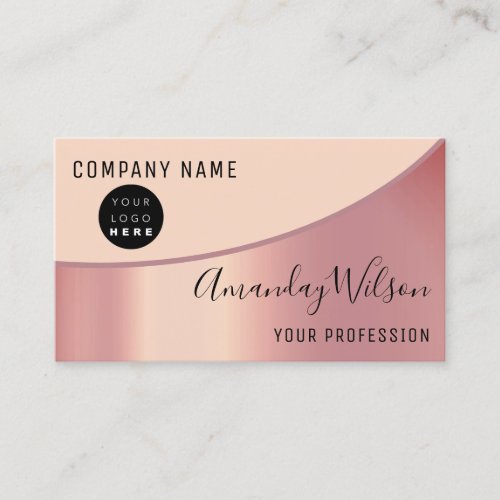 Professional Elegant Modern Blush Rose Custom Logo Business Card
