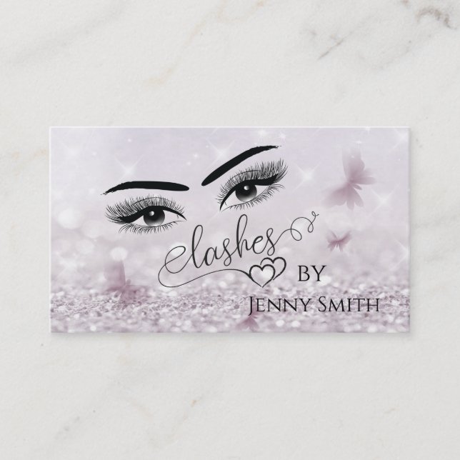 Professional elegant modern bokeh butterfly makeup business card (Front)