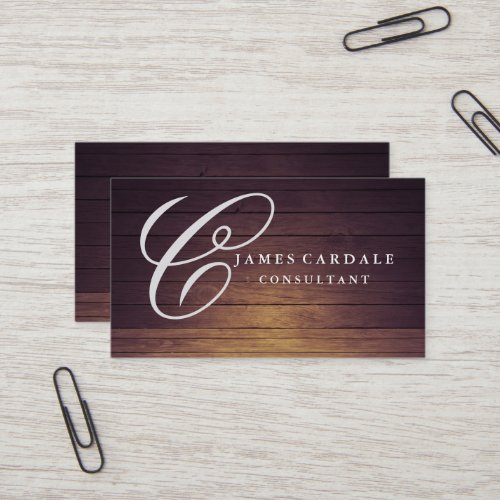 Professional Elegant Modern Brown Wood Lap Business Card