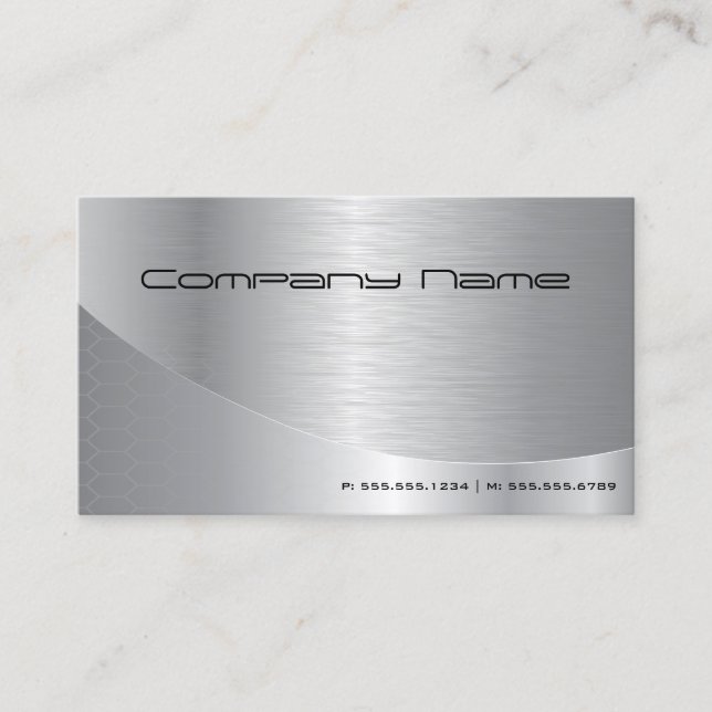Professional Elegant Modern Brushed Silver Busines Business Card (Front)
