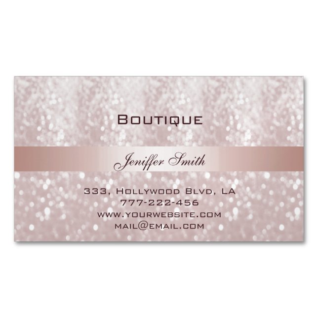 Professional elegant modern chic glittery magnetic business card (Front)