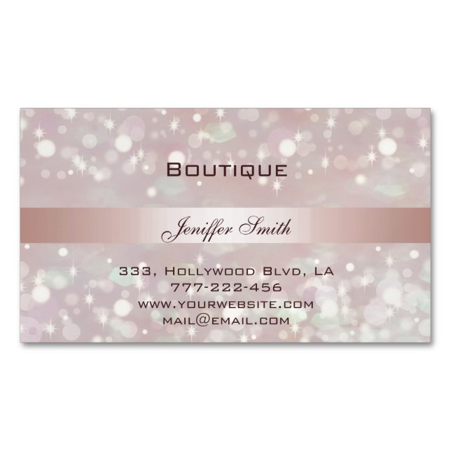 Professional elegant modern chic glittery sparkle magnetic business card (Front)