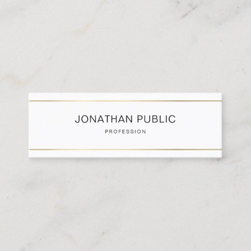 Professional Elegant Modern Clean Gold Striped Mini Business Card