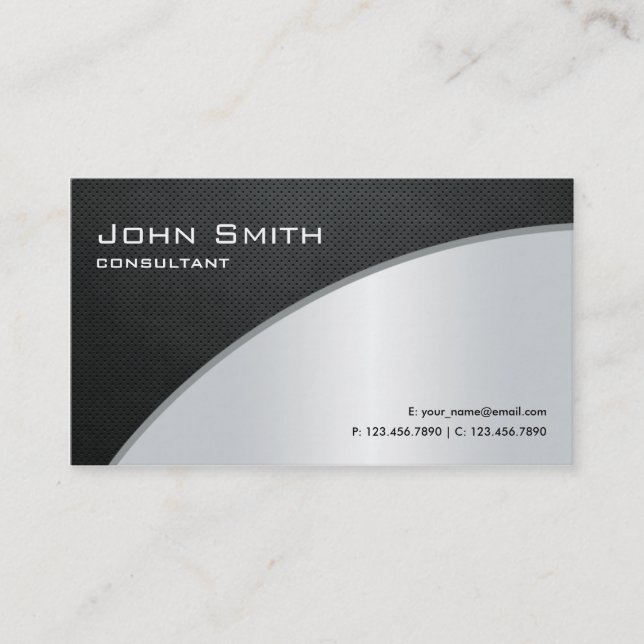 Professional Elegant Modern Computer Repair Silver Business Card (Front)