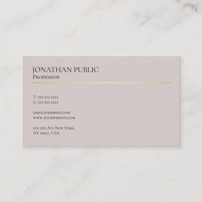 Professional Elegant Modern Design Minimal Plain Business Card (Front)