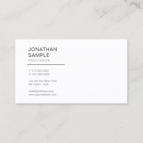Professional Elegant Modern Design Simple Plain Business Card