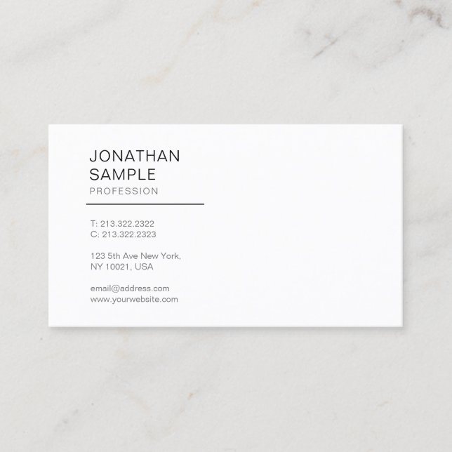 Professional Elegant Modern Design Simple Plain Business Card (Front)